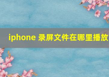 iphone 录屏文件在哪里播放